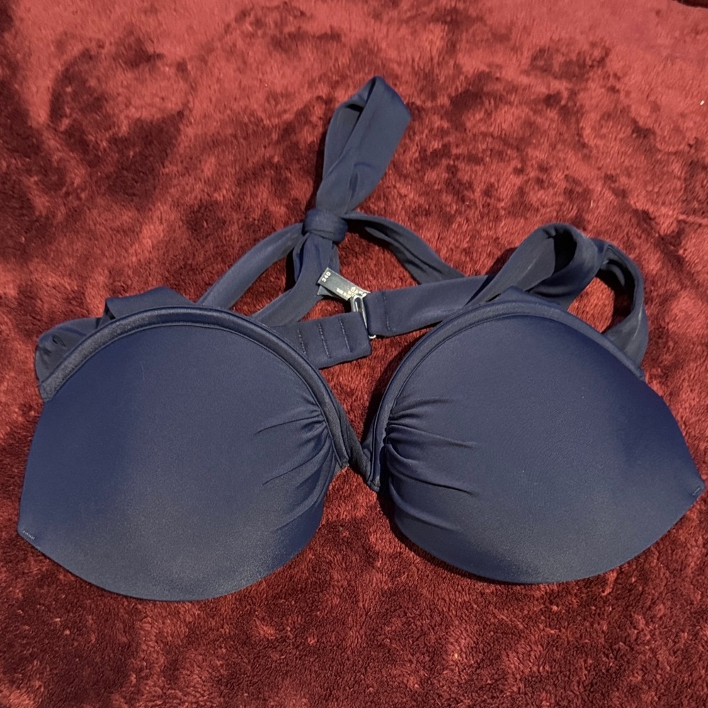 Navy Blue Halter Bikini Top
